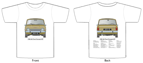 Ford Corsair GT 1963-65 T-shirt Front & Back